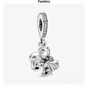 New Pandora Married couple sterling silver dangle with clear cubic charm